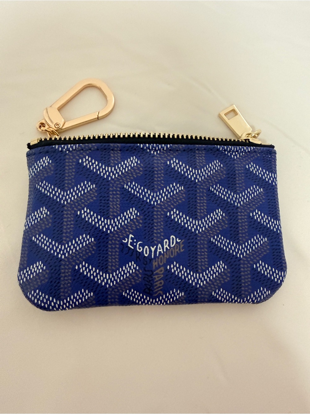 Blue Coin Pouch with Gold Hardware